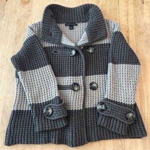 Banana Republic Cable Knit Button Up Sweater Gray Women  Small Soft Quality